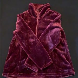 Soft, fuzzy maroon jacket